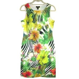 Cartise Women's Floral Hawaiian Cotton Blend Sleeveless Sheath Dress Size 6